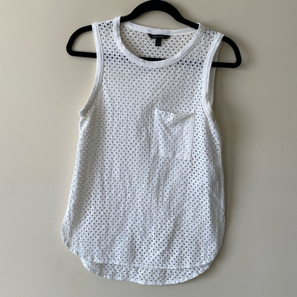 Banana Republic Geo Lace Pocket Sleeveless Tank Top - Ivory‎ - Size XS